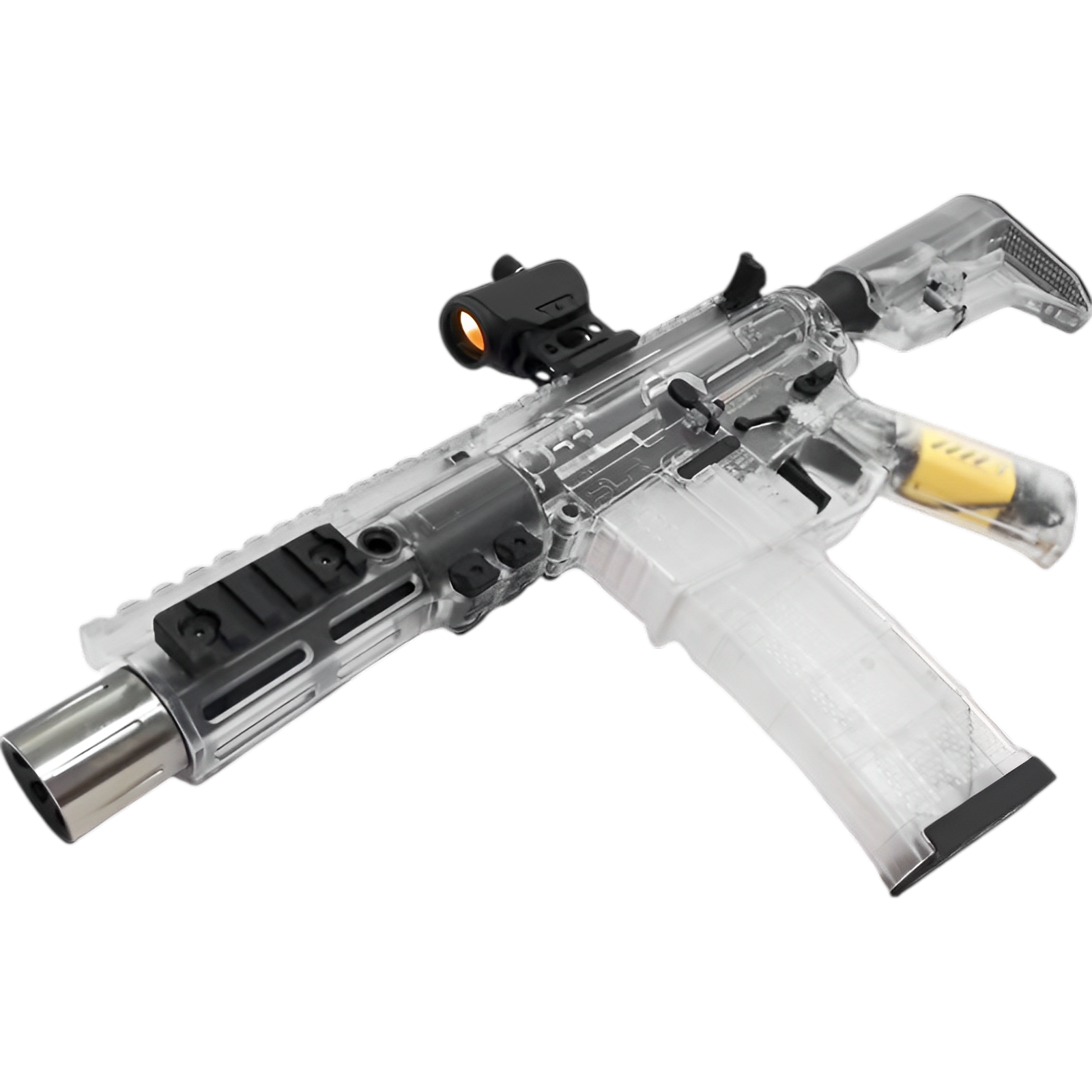 SLR 5.0 Gel Blaster with XT30 11.1v battery, semi/full-auto modes, and ergonomic tactical design. SLR 5.0 Gel Blaster with XT30 11.1v battery, semi/full-auto modes, and ergonomic tactical design.