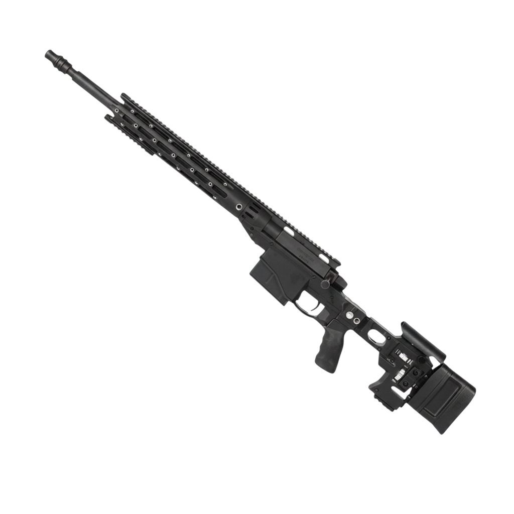 Black MSR sniper gel blaster with bolt-action mechanism, scope, and durable nylon build