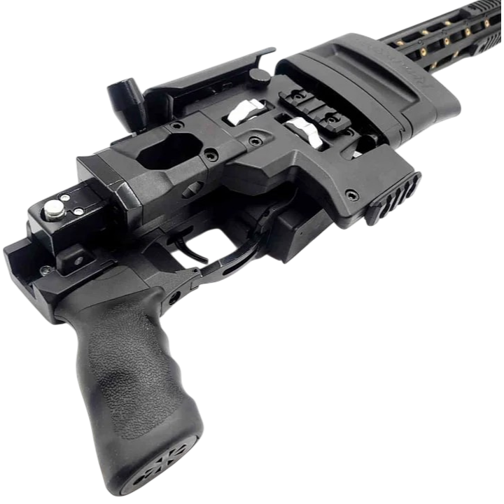 MSR black gel blaster sniper rifle with durable nylon body and included scope