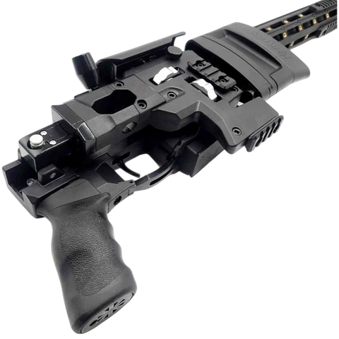 MSR black gel blaster sniper rifle with durable nylon body and included scope