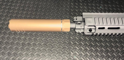 Sand color metal suppressor accessory for gel blaster with military appearance